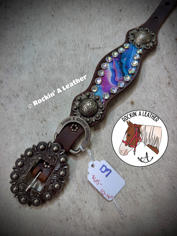 In Stock - Small Scallop Dog Collar - D7 Purple Geode (10-14")