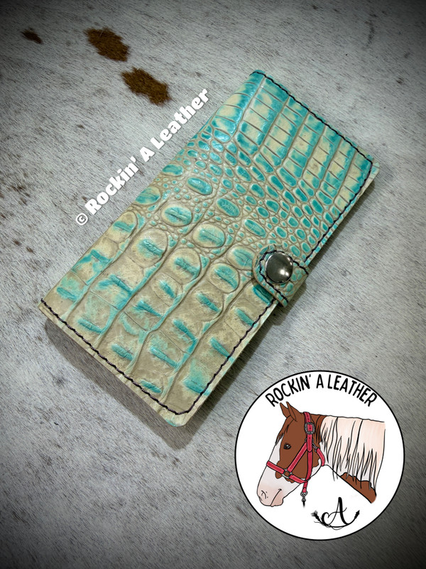 In Stock - Ladies Wallet - Turquoise Gator W4