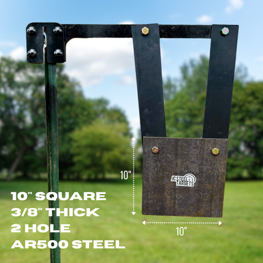 10" Square 3/8" Thick 2 Hole AR500 Steel Target 10" Square 3/8" Thick 2 Hole AR500 Steel Target