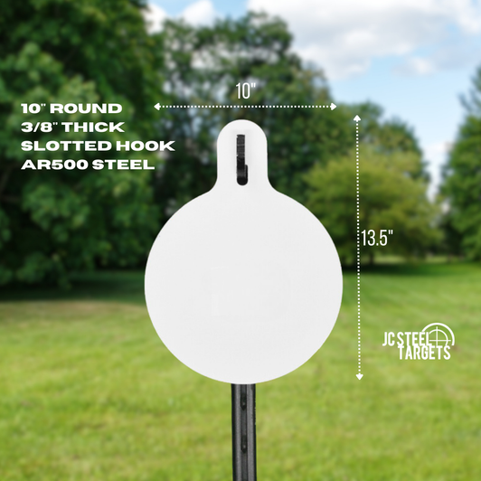 10" Round 3/8" Thick Slotted Hook AR500 Steel Target