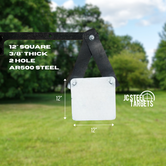 12" Square 3/8" Thick 2 Hole AR500 Steel Target 12" Square 3/8" Thick 2 Hole AR500 Steel Target