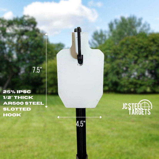 25% IPSC 1/2" Thick Slotted Hook AR 500 Steel Target