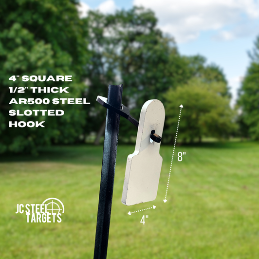 4" Square 1/2" Thick Slotted Hook AR500 Steel Target