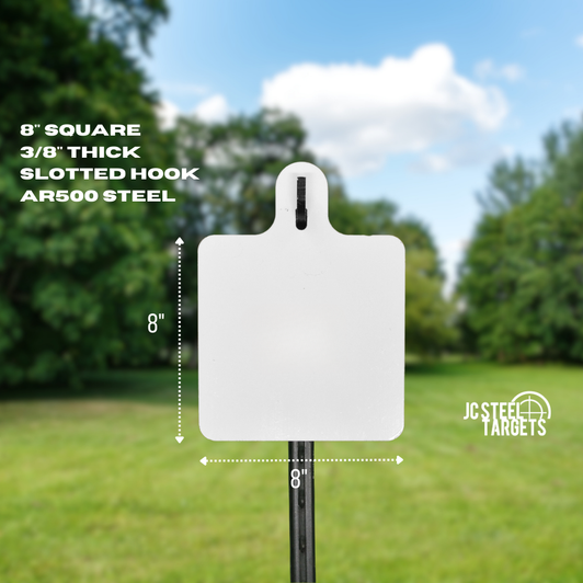 8" Square 3/8" Thick Slotted Hook AR500 Steel Target