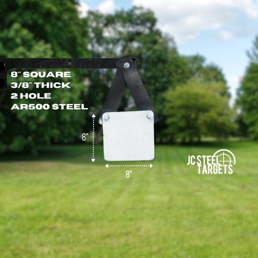 8" Square 3/8" Thick 2 Hole AR500 Steel Target