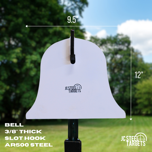 Bell 3/8" Thick Slotted Hook AR500 Steel Target Bell 3/8" Thick Slotted Hook AR500 Steel Target