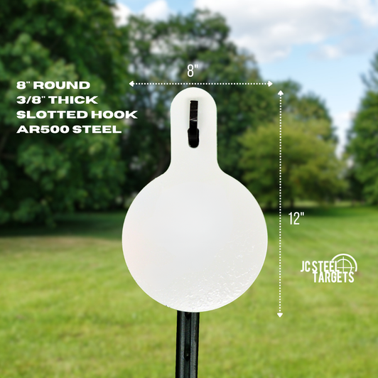 8" Round 3/8" Thick Slotted Hook AR500 Steel Targets