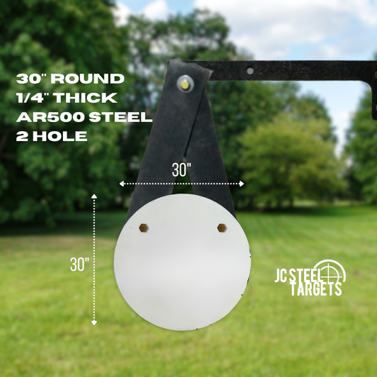 30" Round 1/4" Thick 2 Hole AR500 Steel Target