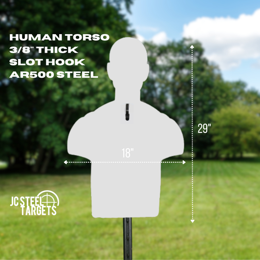 Human Torso 3/8" Thick Slotted Hook AR500 Steel Target
