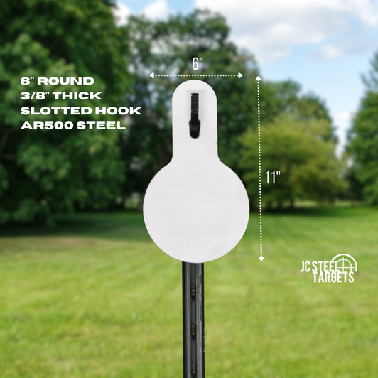 6" Round 3/8" Thick Slotted Hook AR500 Steel Target