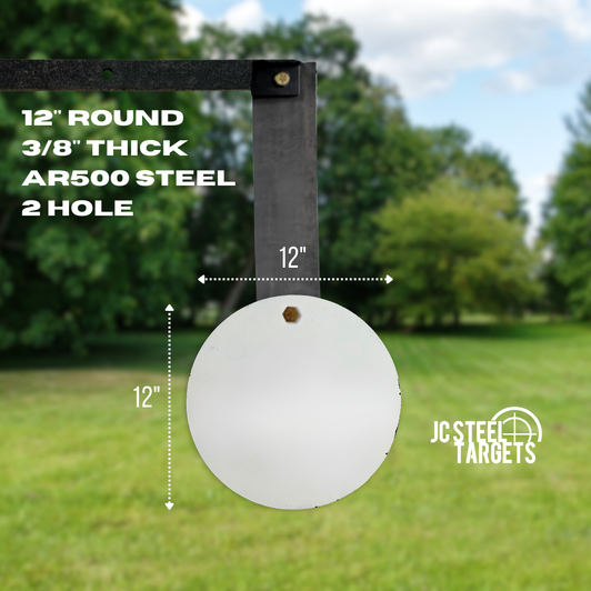 12" Round 3/8" Thick 1 Hole AR500 Steel Target 12" Round 3/8" Thick 1 Hole AR500 Steel Target