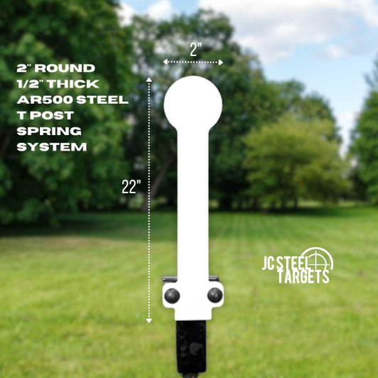 2" Round 1/2" Thick AR500 Steel T Post Spring Target System
