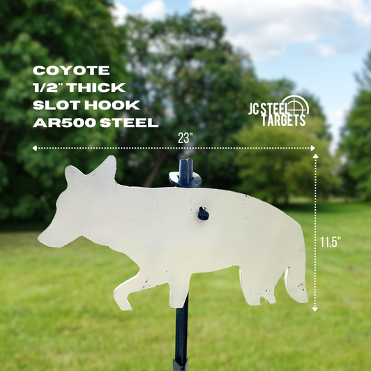 Coyote 1/2" Thick Slotted Hook AR500 Steel Target Coyote 1/2" Thick Slotted Hook AR500 Steel Target