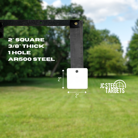 2" Square 3/8" Thick 1 Hole AR500 Steel Target 2" Square 3/8" Thick 1 Hole AR500 Steel Target