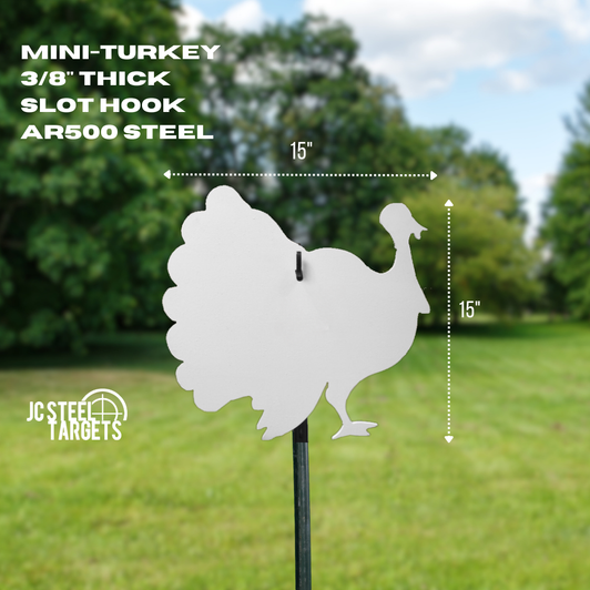 Mini Turkey 3/8" Thick Slotted Hook AR500 Steel Target Mini Turkey 3/8" Thick Slotted Hook AR500 Steel Target