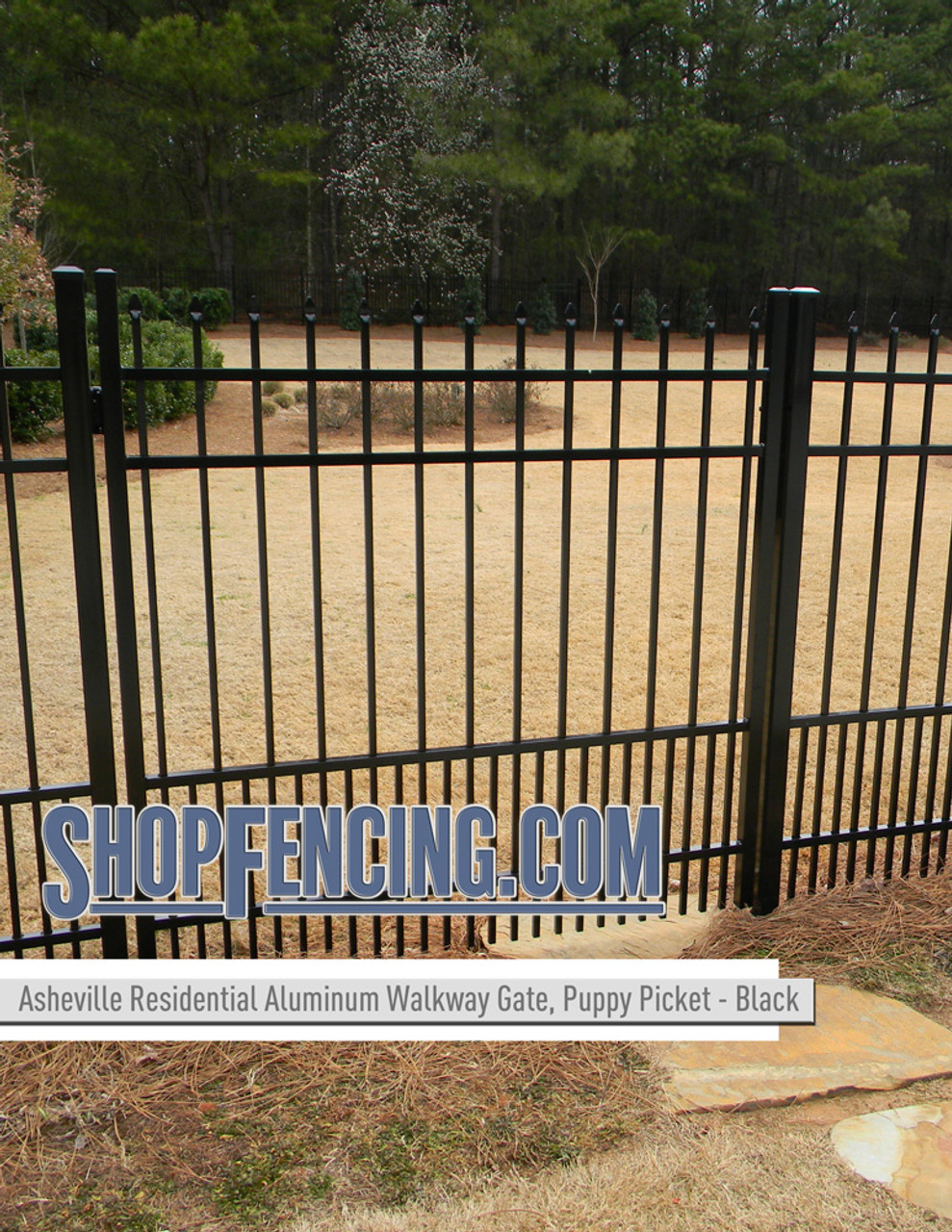 Black Residential Asheville Aluminum Walkway Gate From ShopFencing.com