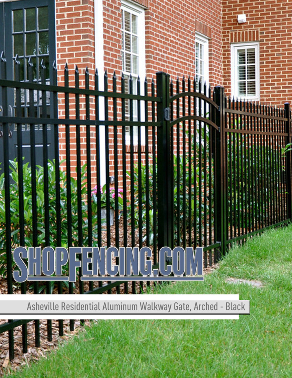 Black Residential Asheville Aluminum Walkway Gate From ShopFencing.com