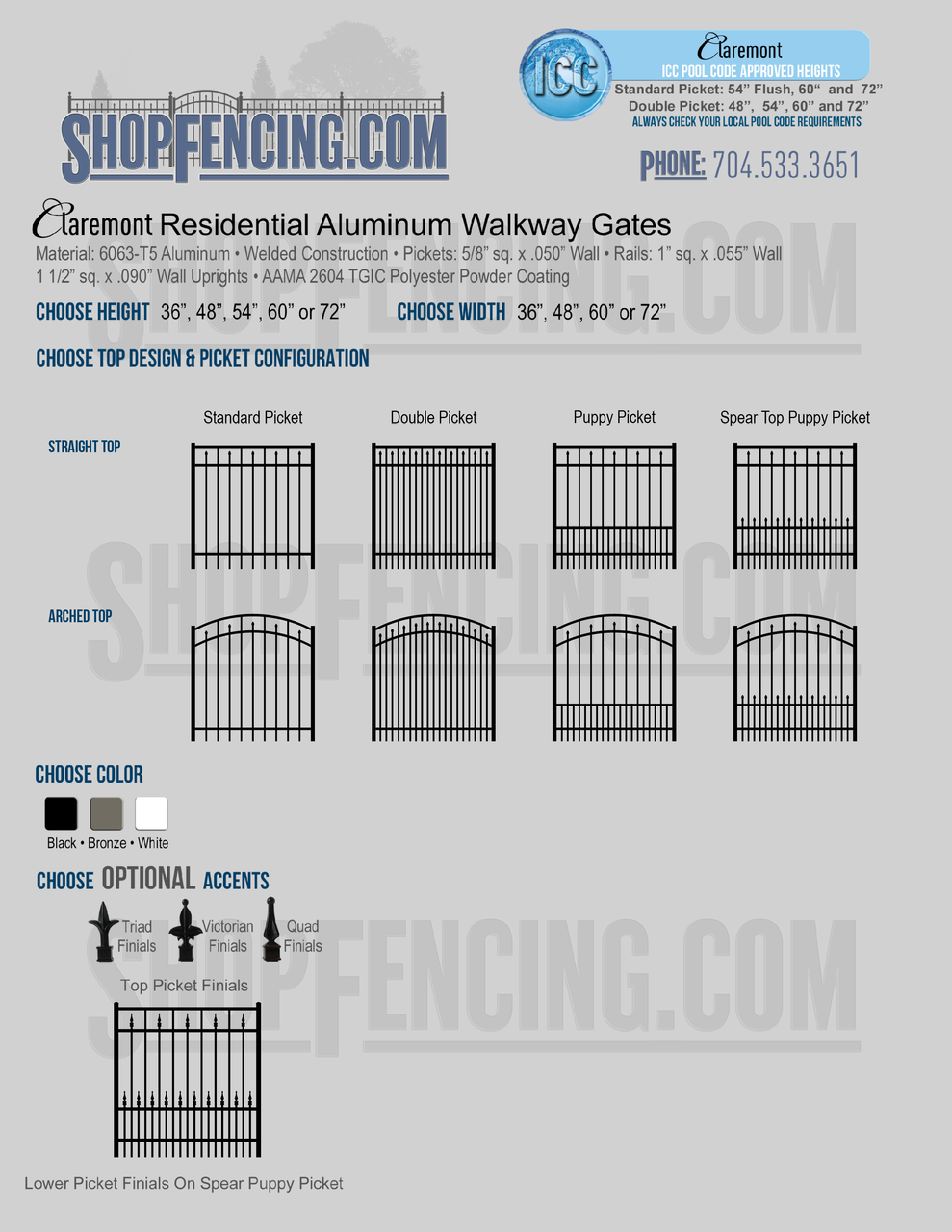Residential Claremont  Aluminum Walkway Gates From ShopFencing.com