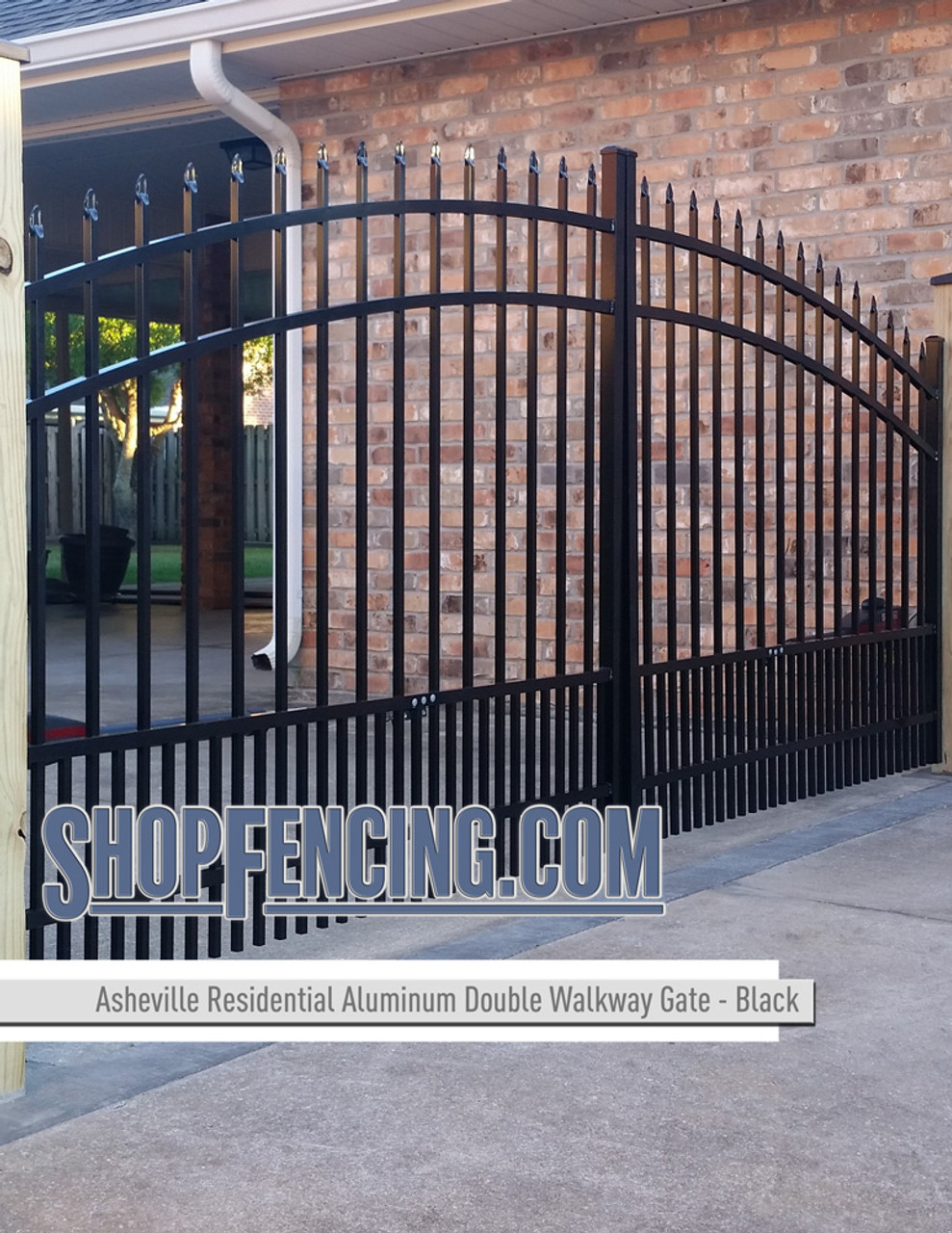 Residential Asheville Aluminum Double Walkway Gate - Rainbow Arch Puppy Picket From ShopFencing.com