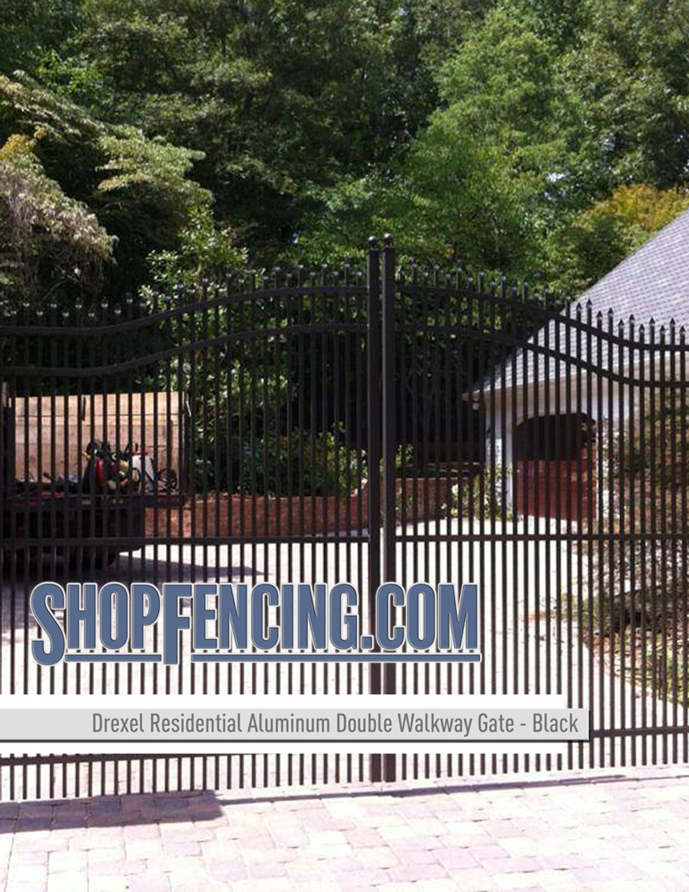 Residential Drexel Aluminum Double Walkway Gate - Estate Arch Double Picket From ShopFencing.com