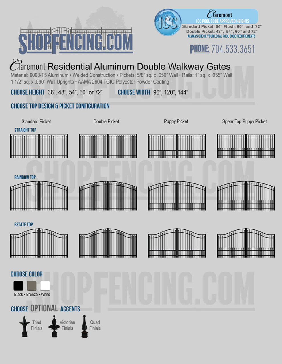 Residential Claremont Aluminum Double Walkway Gates From ShopFencing.com