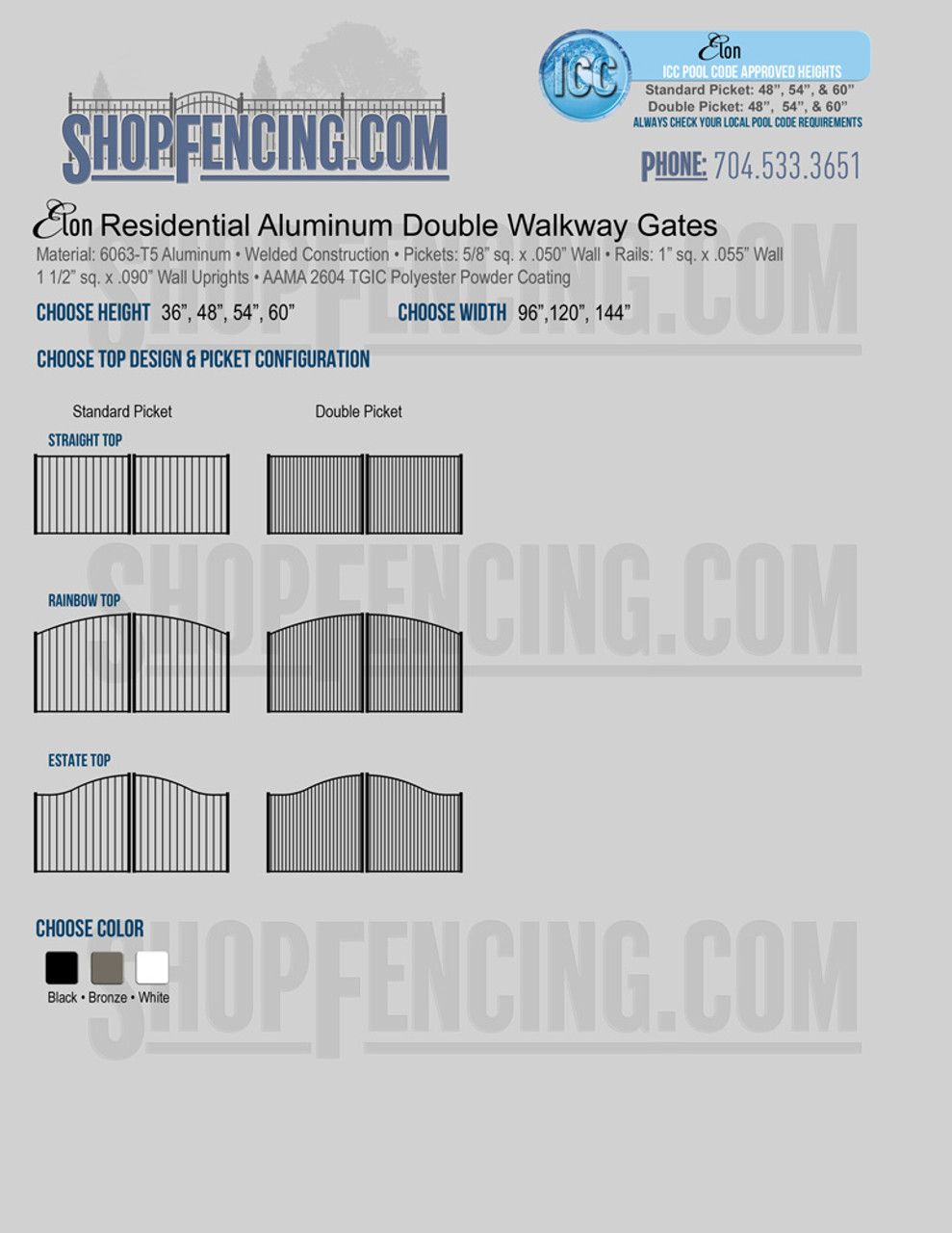 Residential Elon Aluminum Double Walkway Gates From ShopFencing.com