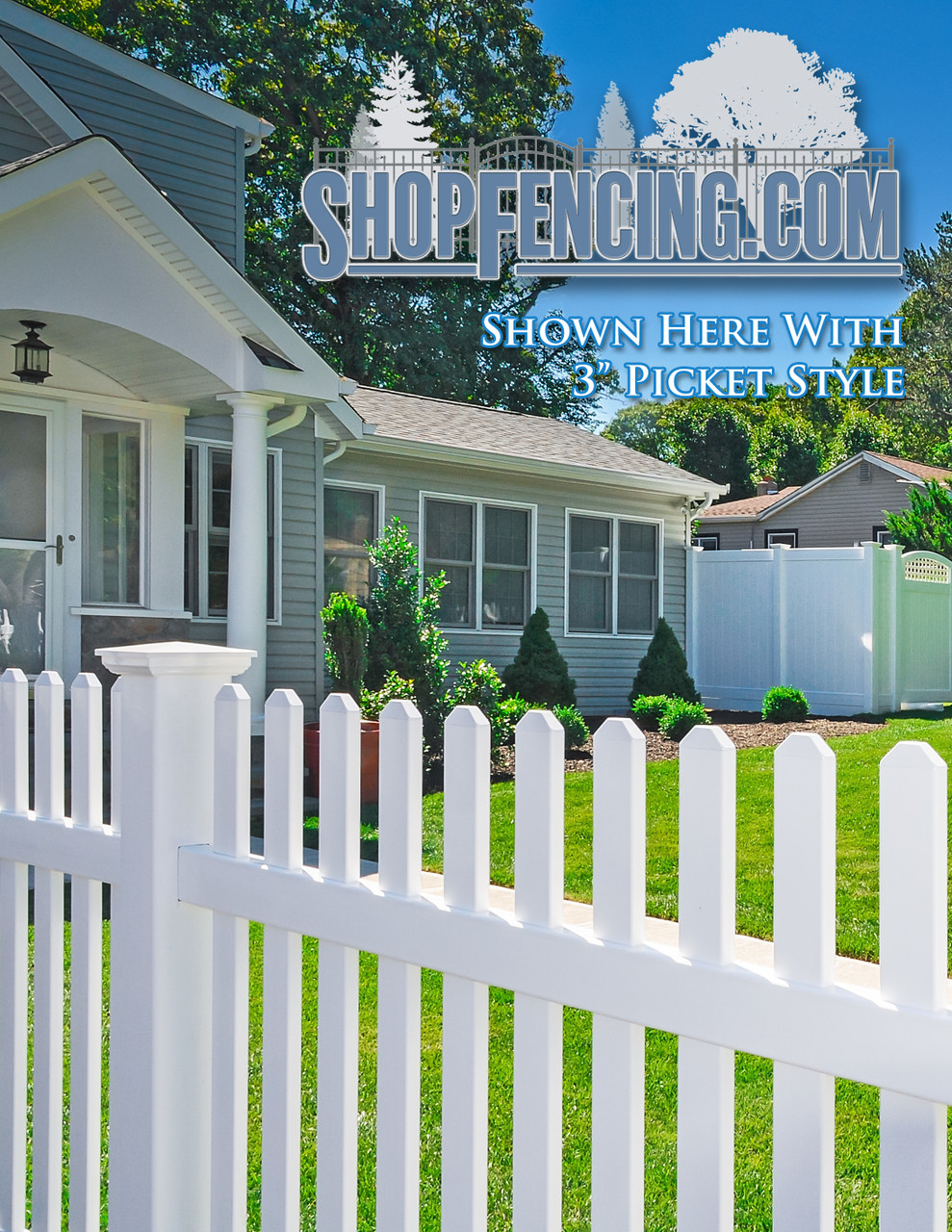 Vinyl Picket Fence Sections from Shopfencing.com with 3 Inch Pickets
