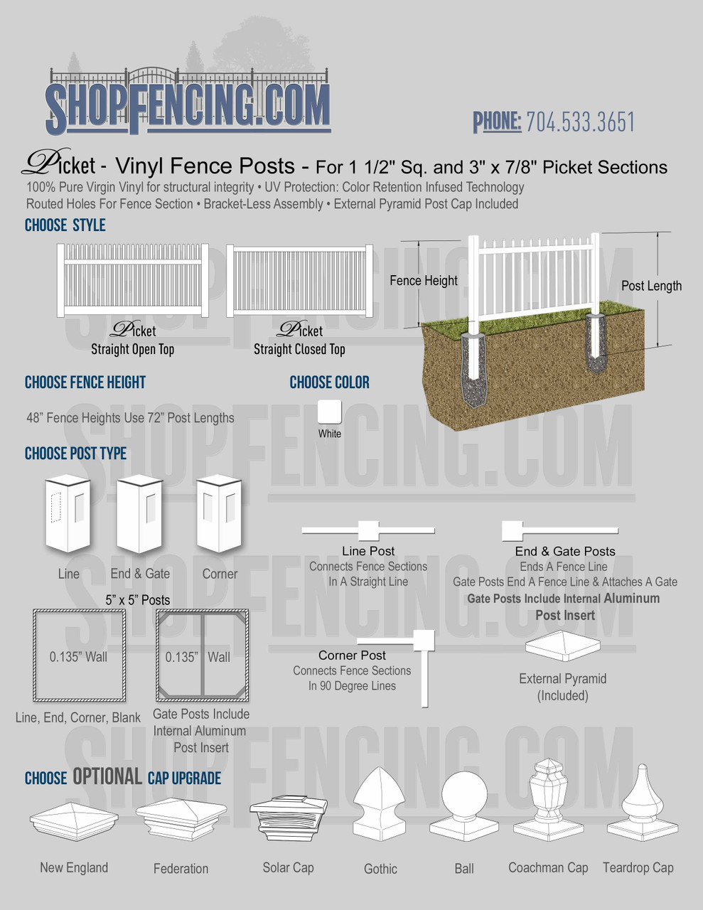 Vinyl Picket Fence Posts From ShopFencing.com