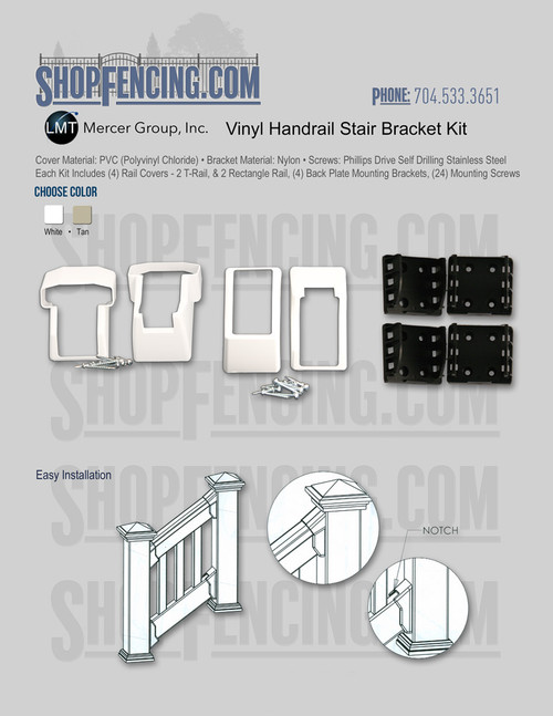 Vinyl Handrail Stair Bracket Kit