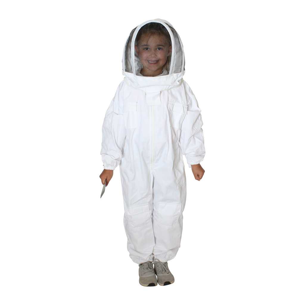 Children's White Bee Suit with Veil (Sizes XS to XL)