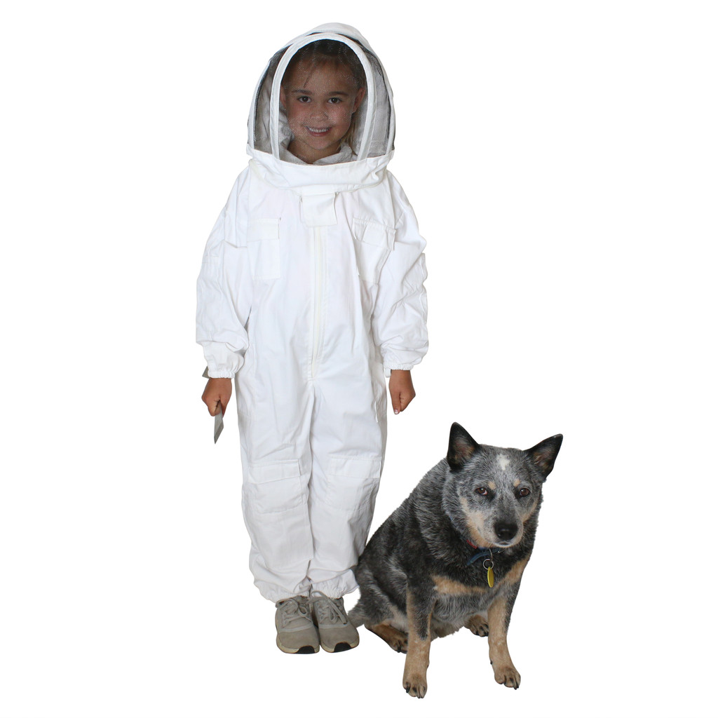 Children's White Bee Suit with Veil (Sizes XS to XL)