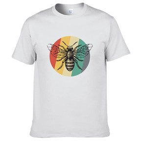 Stripes and Circle with Bee - T-Shirt