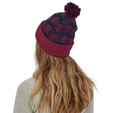 Patagonia Powder Town Beanie (Fall 2022)- Evergreen Growth / Wax Red - on model