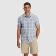 Outdoor Research Astroman Short Sleeve Sun Shirt - Men's - Lead Plaid - on model