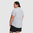 Outdoor Research Astroman Short Sleeve Sun Shirt Plus - Women's - Titanium Dash Path - on model