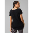 Prana Foundation Short Sleeve V Neck - Women's (Spring 2022) - Black - on Model