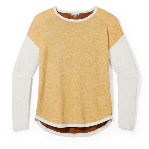 Smartwool Shadow Pine Colorblock Sweater - Women's - Honey Gold / Natural Donegal Marl