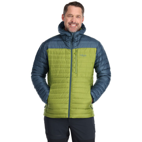 Rab Microlight Alpine Jacket - Men's - Orion Blue / Aspen Green - on model