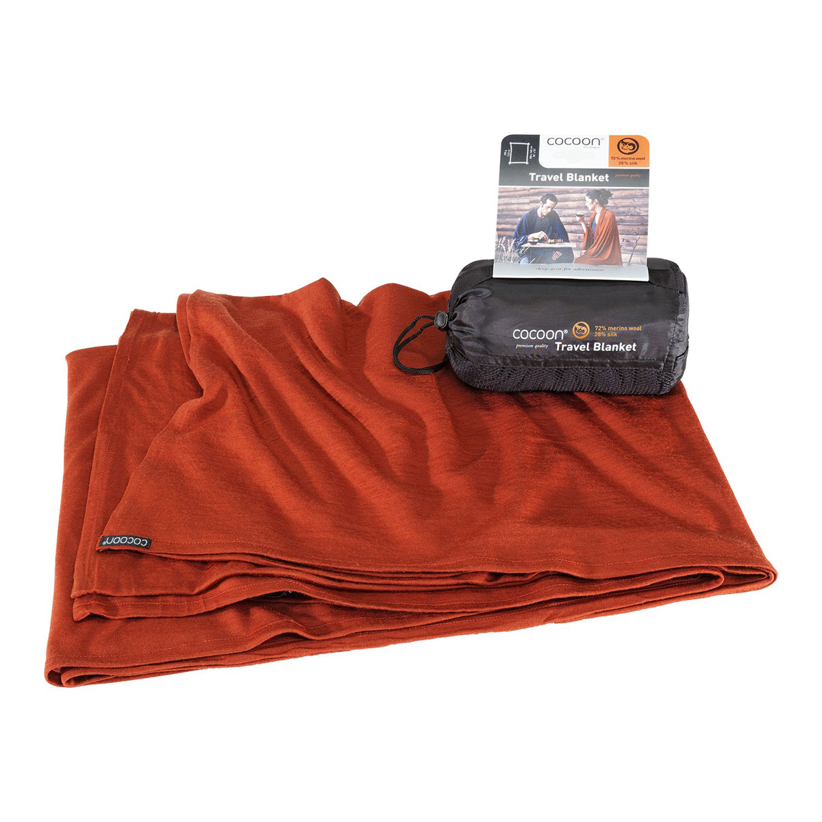 Cocoon Merino Wool and Silk Travel Blanket - Dark Terracotta