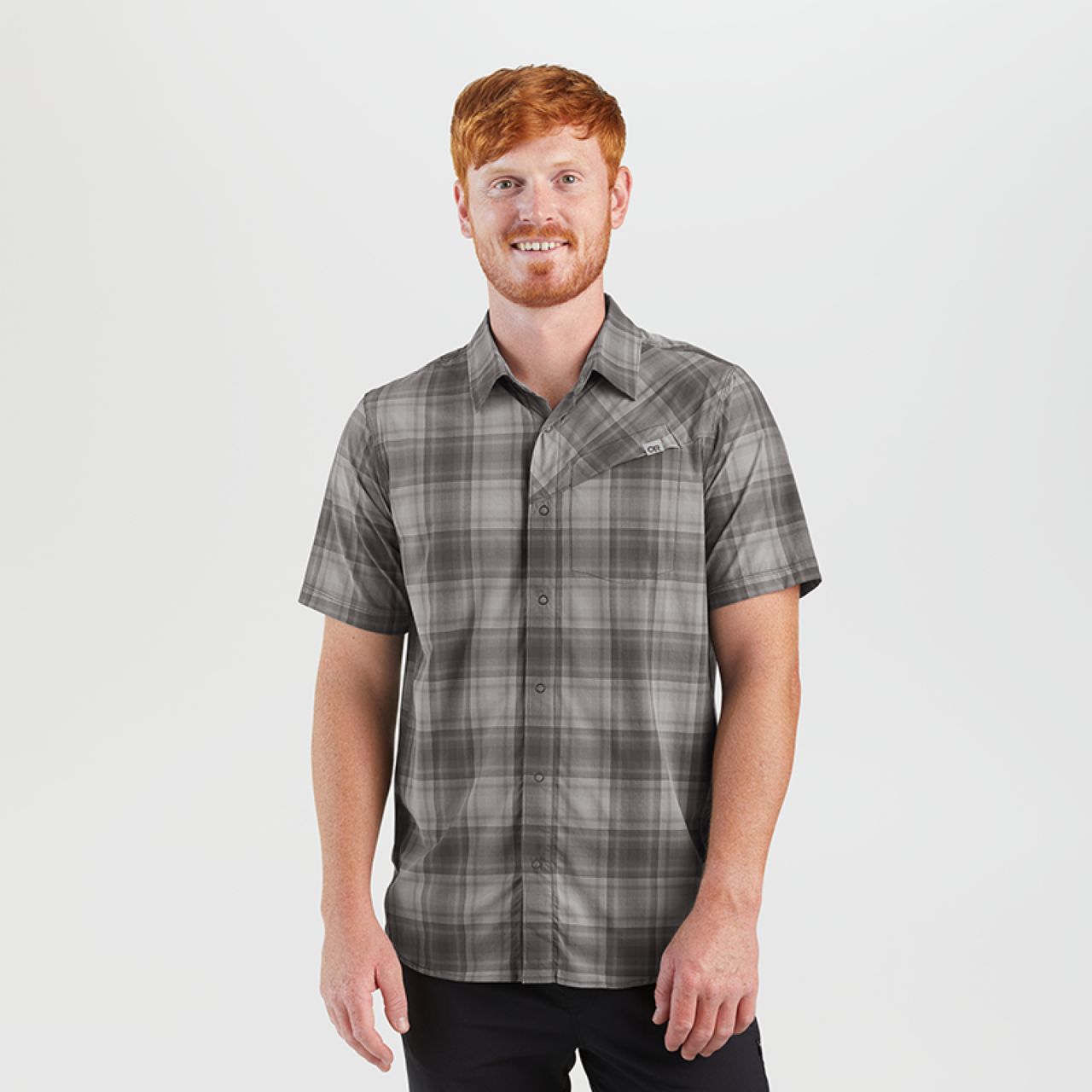 Outdoor Research Astroman Short Sleeve Sun Shirt - Men's Slate Plaid XL