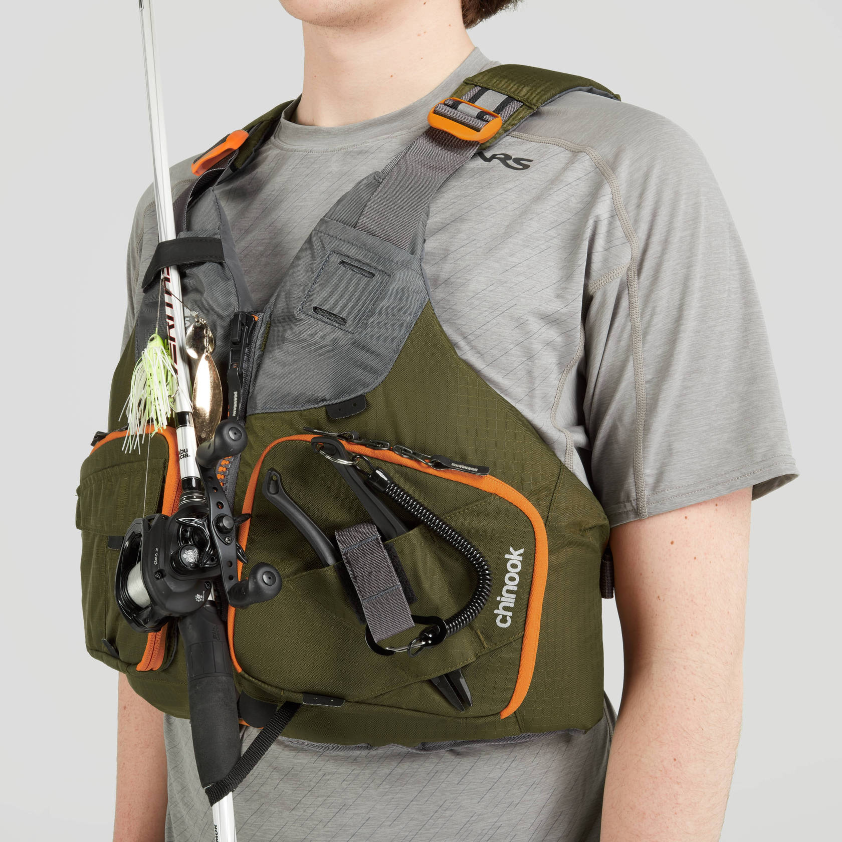 NRS Chinook Fishing PFD, Bark XXL