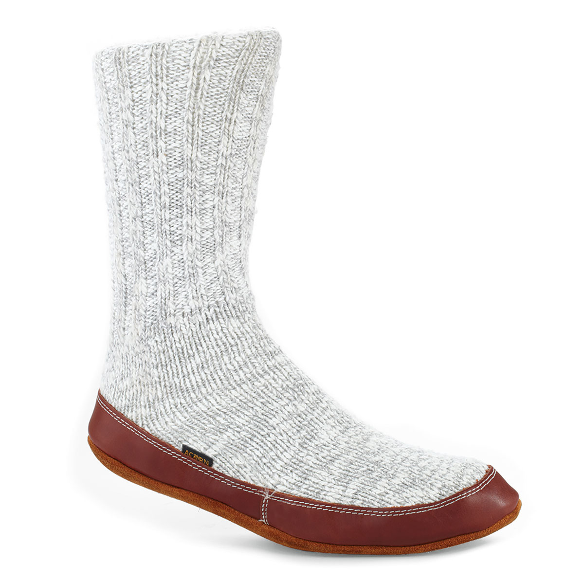 Acorn Slipper Sock - Unisex - Light Grey Cotton Twist