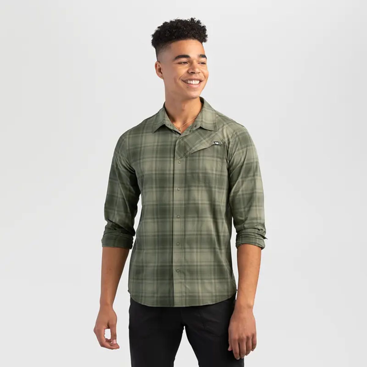 Outdoor Research Astroman Short Sleeve Sun Shirt - Men's Fatigue Plaid L