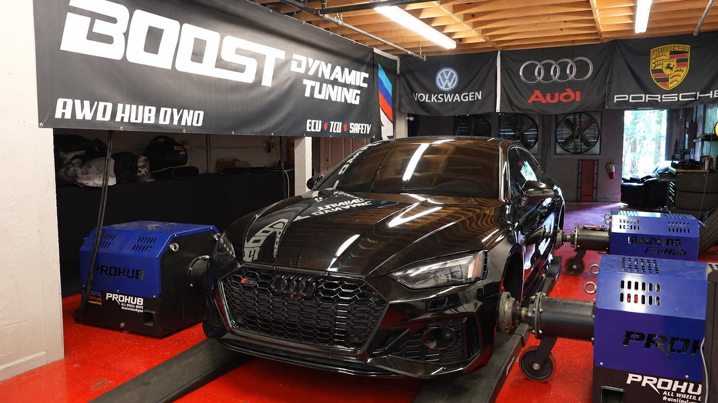 Audi RS5 on the Boost Dynamic Tuning AWD dyno