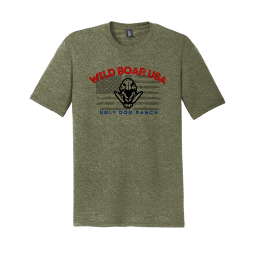 AMERICAN PROUD WILD BOAR USA T-SHIRT - Military Green Frost