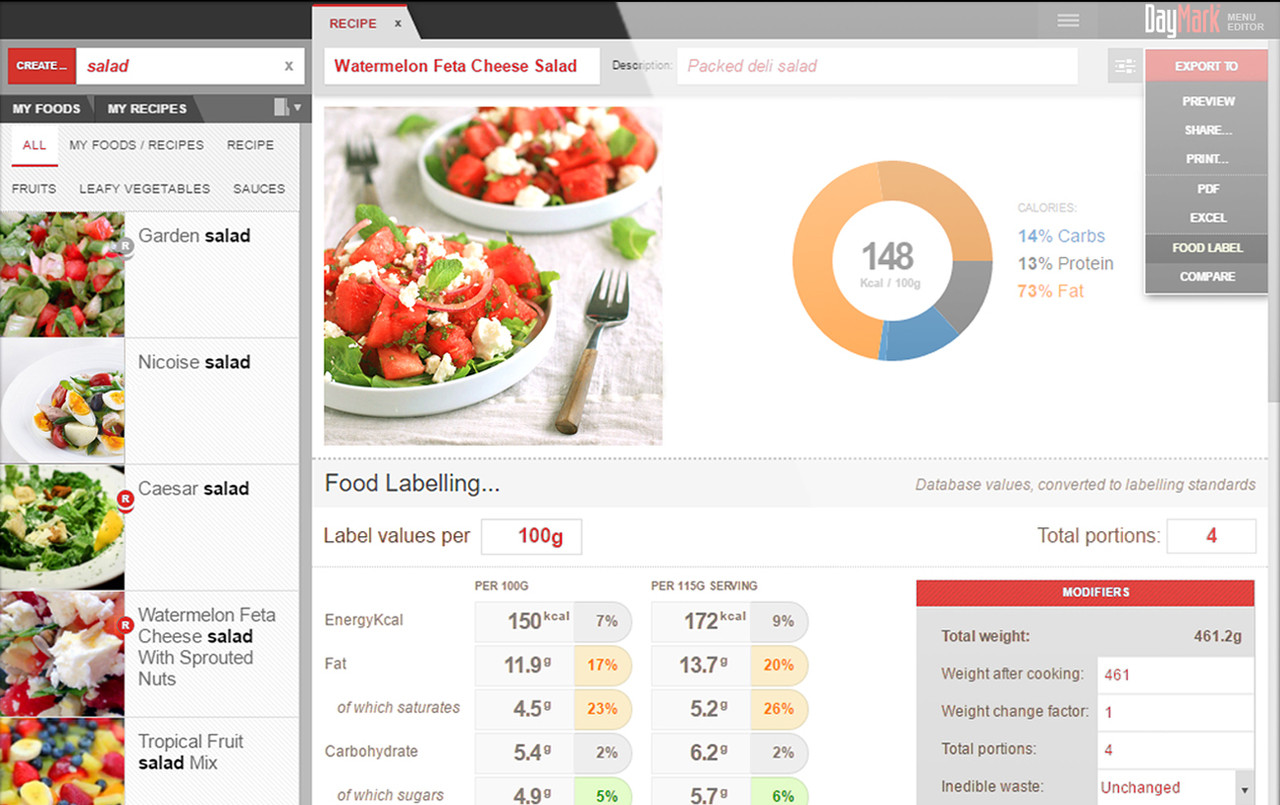 Nutritics Insight Menu Management and Nutrition Analysis - DayMark Safety