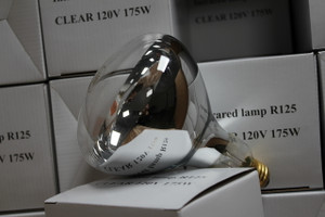 175W heatlamp bulbs for 120V R125 clear