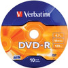 Verbatim DVD-R 120 Min 4.7 GB 16x Speed Shrink Wrapped. 10 Discs