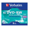 Verbatim DVD-RW Re-recordable Jewel Case 120 Min 4.7 GB. 5 Discs