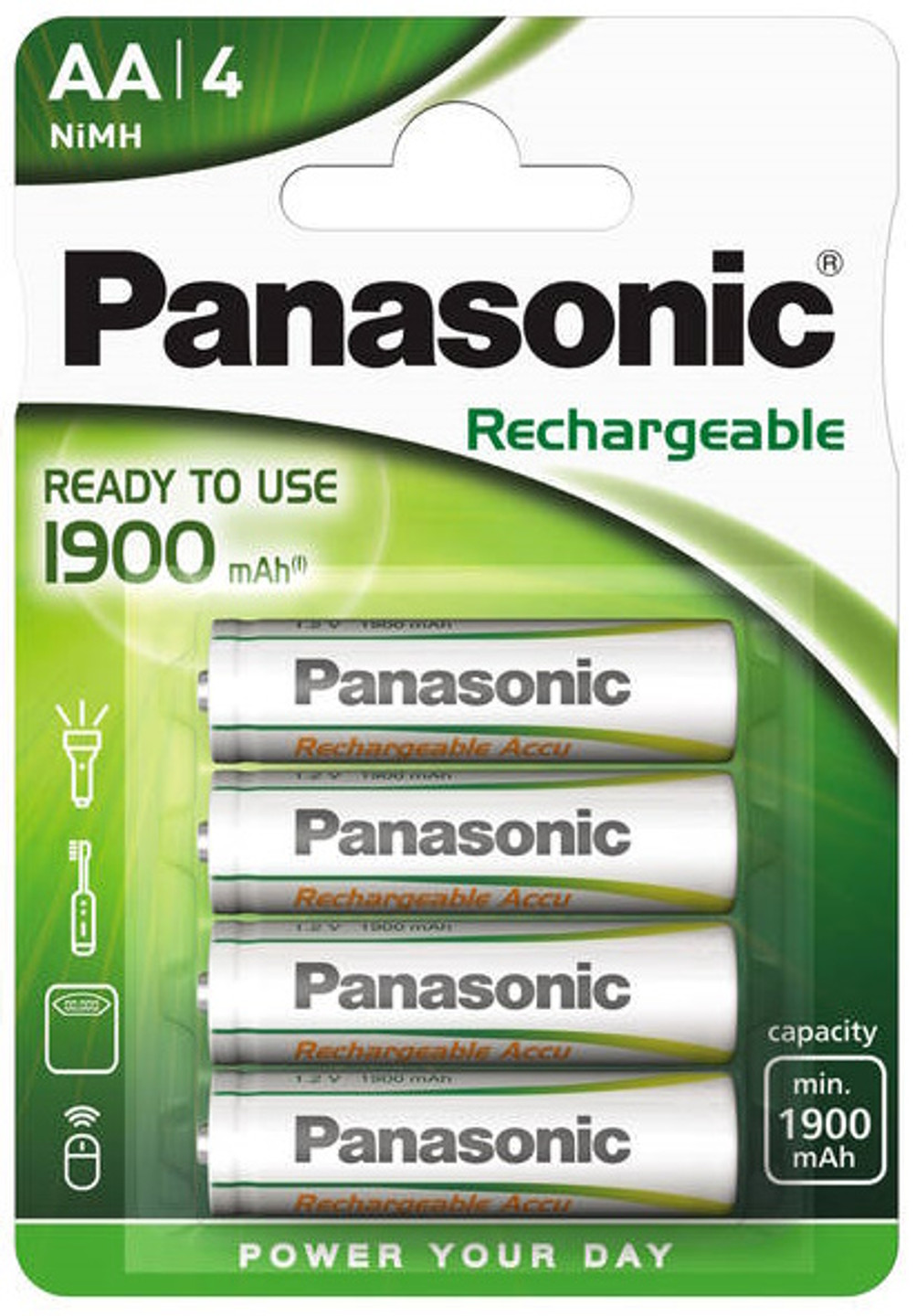 Panasonic AA 1900 mAh NiMH Rechargeable Batteries. 4 Pack